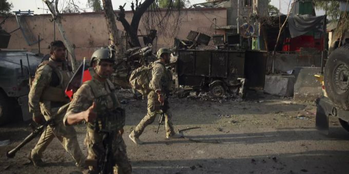 Afghanisches Sicherheitspersonal patrouilliert die Strassen von Kabul. Kabul