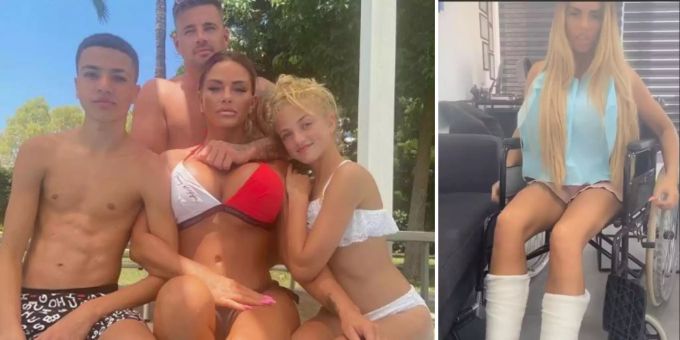 Rollstuhl! - Katie Price bricht sich in Ferien beide Beine