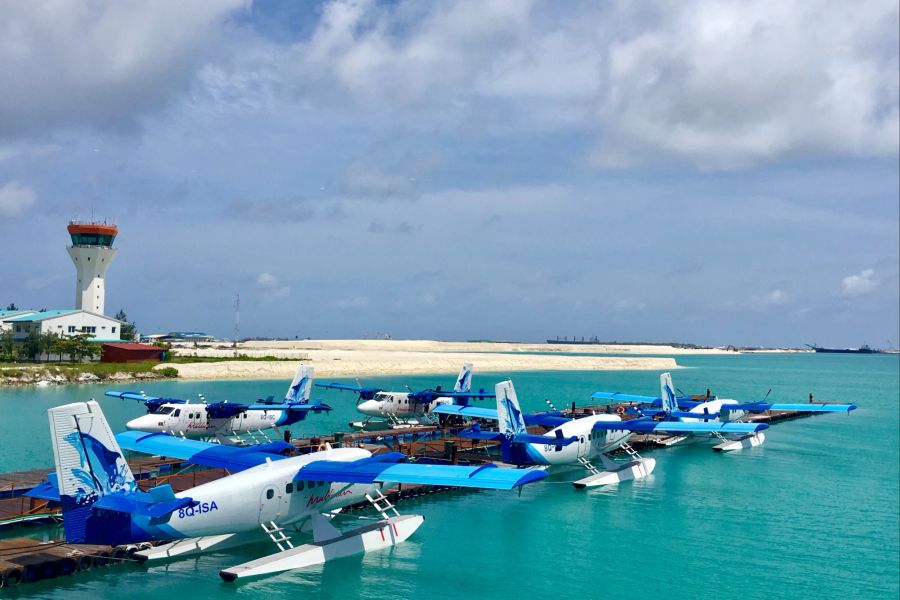 Wasserflugzeug Anlegestelle Meer Insel