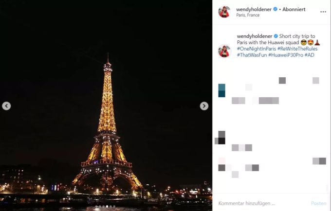 Ski-Star Wendy Holdener zeigt, wie perfekt ihre Huawei-Fotos werden. wendy holdener paris