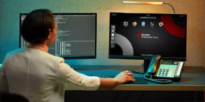 Ein Werbebild zur neuen Version 8 von Red Hat Enterprise Linux. Linux M1 Chip
