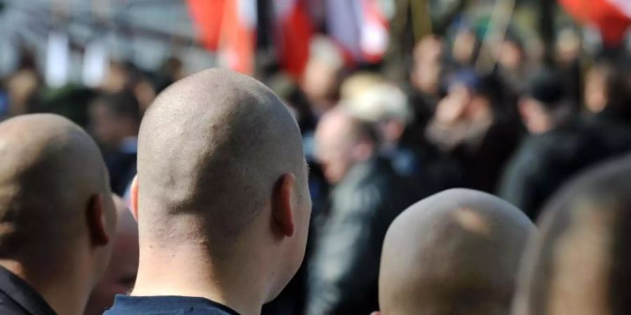 Rechtsextremisten in Dortmund. Foto: Bernd Thissen/Archiv