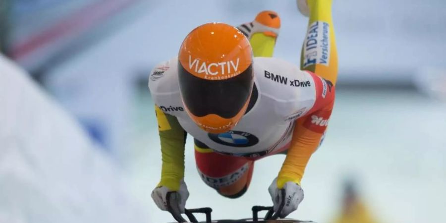 Skeletonsportler Axel Jungk aus Deutschland wird Siebter. Foto: Sebastian Kahnert