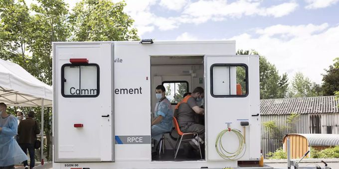 Eine mobile Impfstation gegen das Coronavirus. Coronavirus