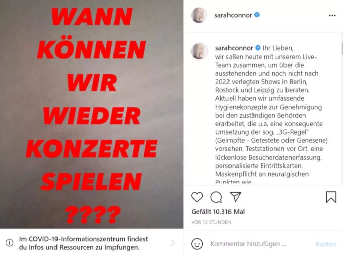 Auf Instagram lässt Sarah Connor ihrem Frust freien Lauf. Sarah Connor