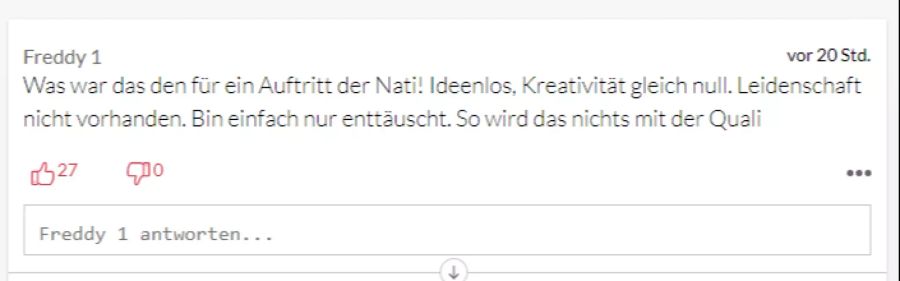 «Freddy 1» findet, der Nati fehle es an Ideen und Leidenschaft.