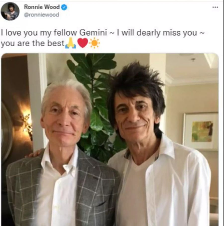 Ron Wood trauert um Charlie Watts.