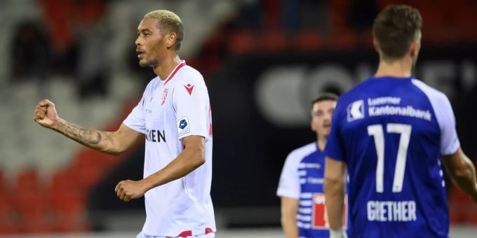 Guillaume Hoarau (FC Sion) feiert sein Tor zum 1:0 gegen den FC Luzern. Hoarau Sion FC Luzern