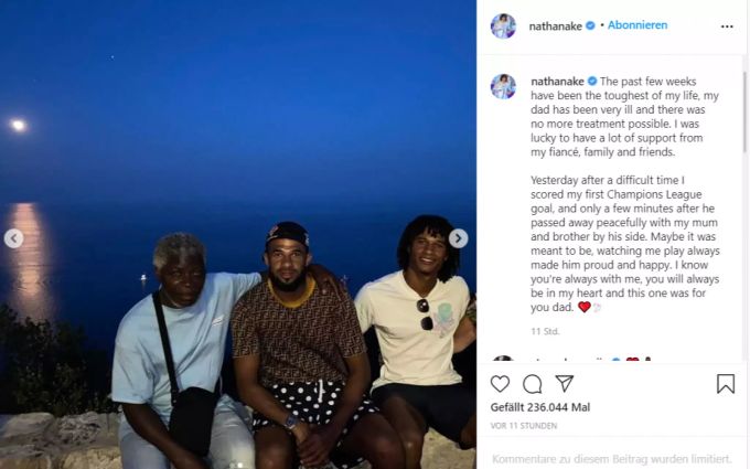 Nathan Aké informiert seine Fans über Instagram. Nathan Aké