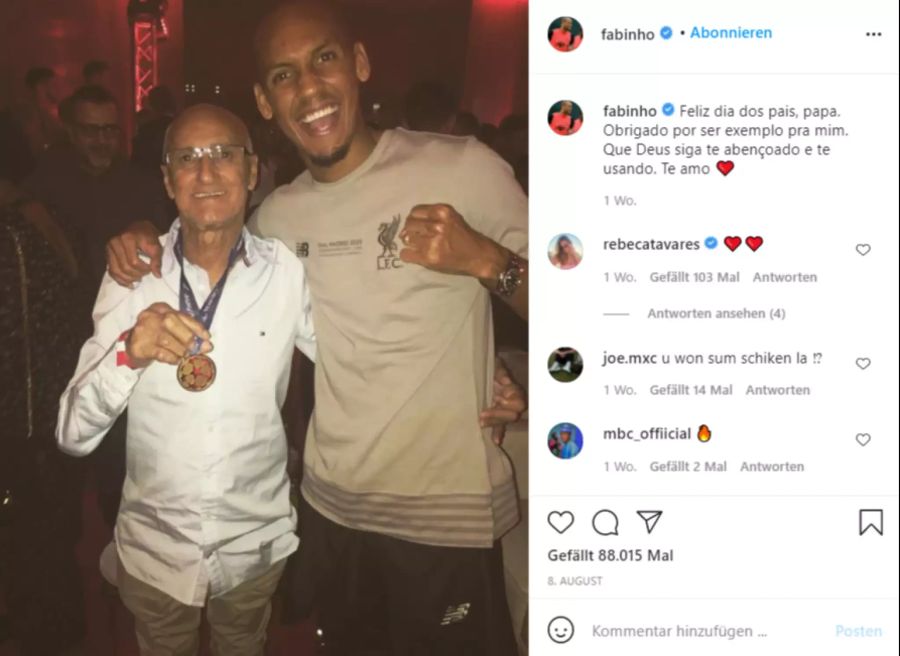 Fabinho verliert seinen Papa mit 27 Jahren.