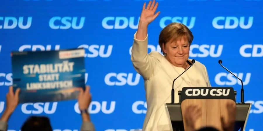 Merkel beim gemeinsamen Wahlkampfabschluss von CDU und CSU