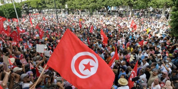 Protest in Tunis. Tunesien