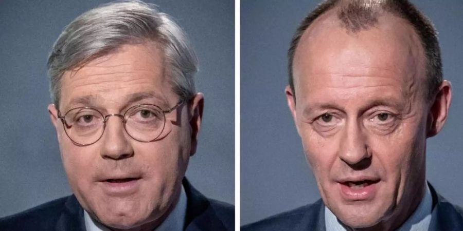 Eine Bildkombo zeigt Norbert Röttgen (l-r) Friedrich Merz und Helge Braun. (Archivbild). Foto: Kappeler/Pedersen/dpa