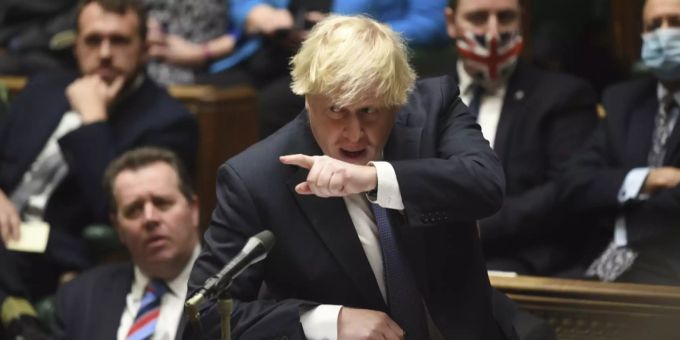 Britischer Premier Boris Johnson im Parlament. johnson