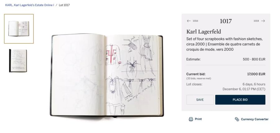 Skizzenbücher von Karl Lagerfeld In der Auktion.