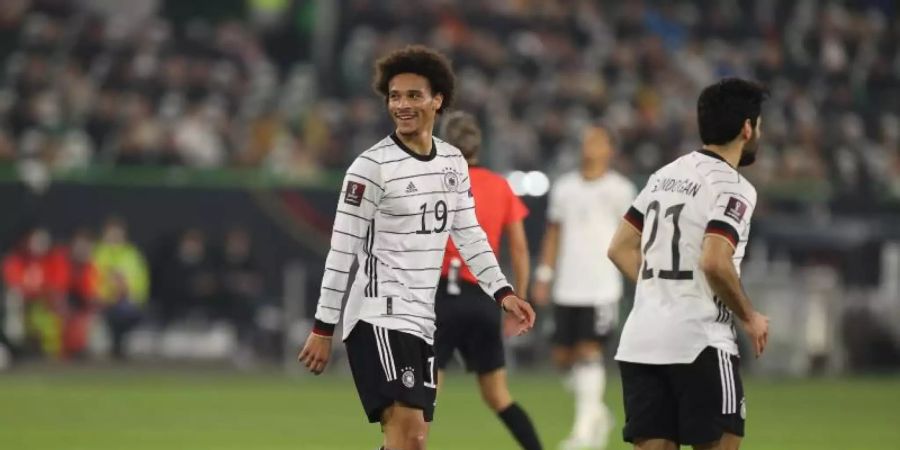 Spielte auch gegen Liechtenstein stark: Leroy Sané (l). Foto: Christian Charisius/dpa