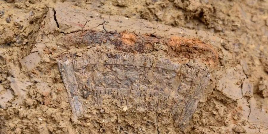 Bei Grabungen im Nördlinger Ries haben Archäologen in einem Grab aus dem 6. Jahrhundert diesen beidseitig mit Tierszenen verzierten Elfenbeinkamm gefunden. Foto: -/Bayerische Landesamt Für Denkmalpflege/dpa