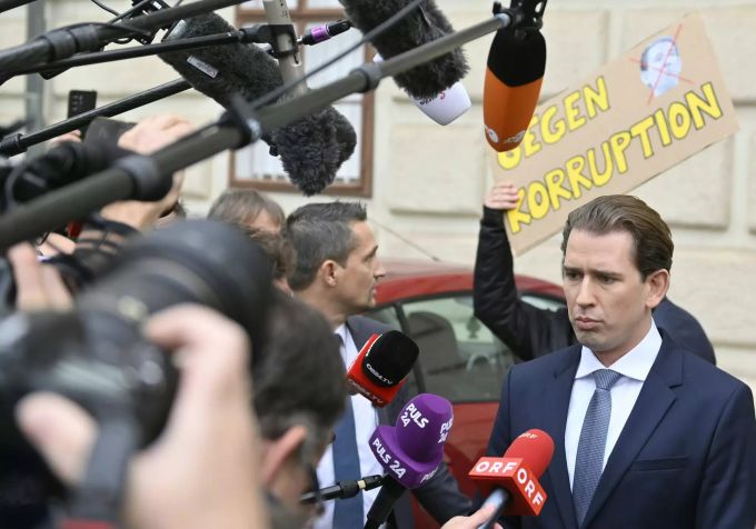 Bundeskanzler Sebastian Kurz (ÖVP) am Donnerstag, 07. Oktober 2021, im Rahmen eines Statements nach einem Gespräch mit Bundespräsident Alexander Van der Bellen in der Hofburg in Wien. Sebastian Kurz