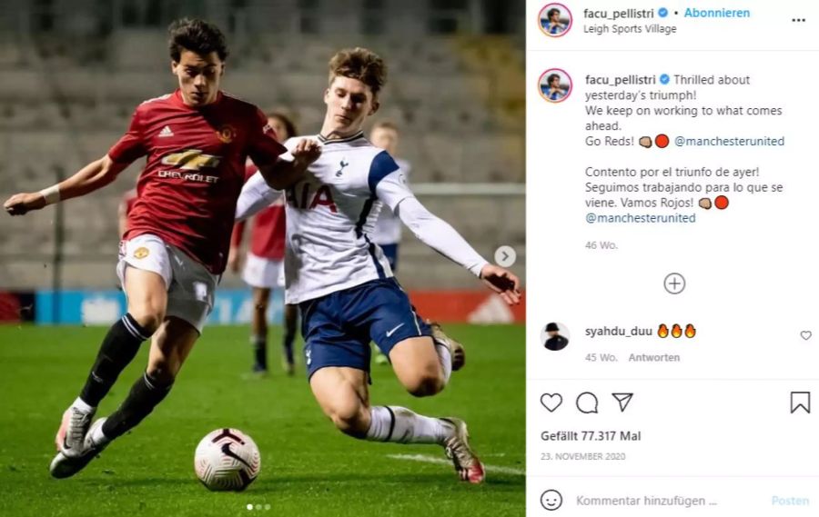 Gespielt hat der talentierte Offensivspieler bisher allerdings nur in der zweiten Mannschaft von ManUnited.