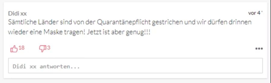 Die Maskenpflicht geht diesem User zu weit.