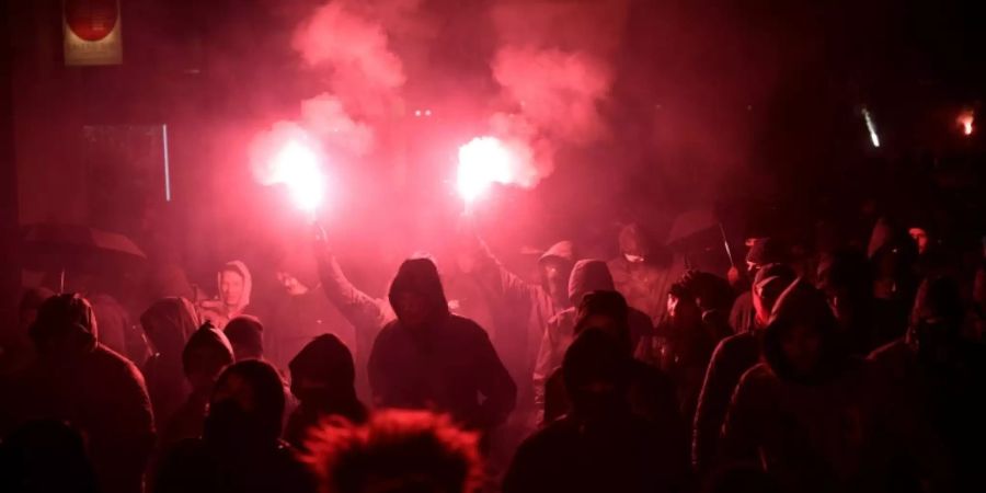 Demonstration von Autonomen im Jahr 2020 in Leipzig