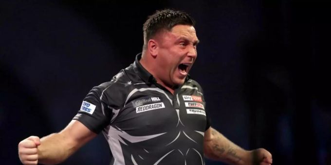 Der amtierende Weltmeister: Gerwyn Price aus Wales jubelt. Foto: Bradley Collyer/PA Wire/dpa Der amtierende Weltmeister: Gerwyn Price aus Wales jubelt. Foto: Bradley Collyer/PA Wire/dpa