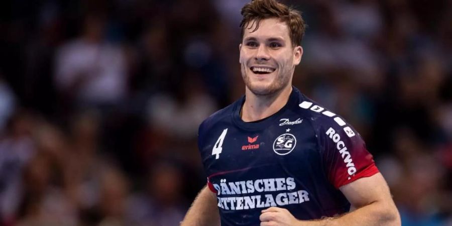 Hat mit der SG Flensburg-Handewitt «die erste Halbzeit verschlafen»: Kreisläufer Johannes Golla jubelt noch nach einem Treffer seines Teams. Foto: Marius Becker