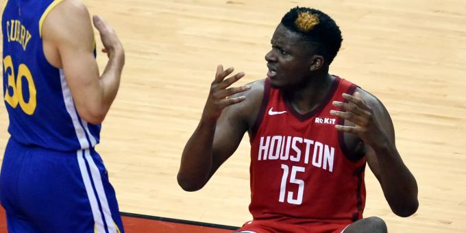 Clint Capela im Spiel gegen die Golden State Warriors in der NBA. Clint Capela