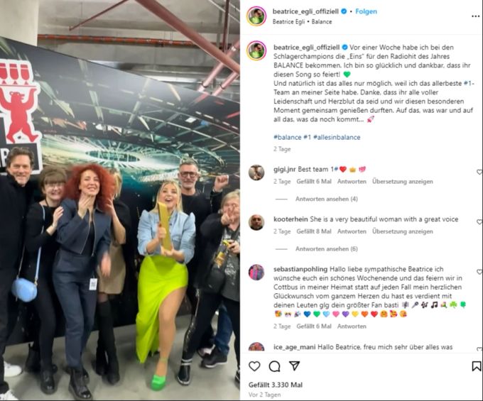 Anelia Janeva jubelt über den Erfolg ihrer neuen Chefin: Beatrice Egli. Davor arbeitete sie für Helene Fischer. Beatrice Egli Anelia Janeva