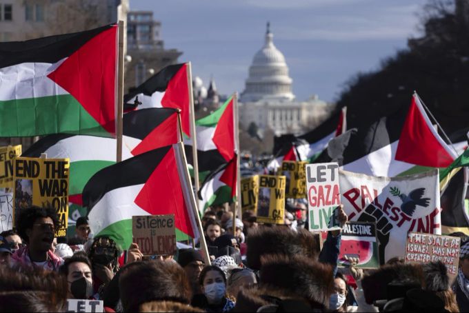 Unweit des Weissen Hauses und des Kapitols wurde auch in Washington protestiert. Washington