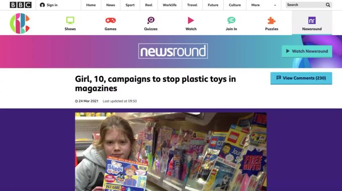 So berichtete die BBC über Skye Neville, welche dem Plastik den Kampf angesagt hat. . screenshot plastik bbc