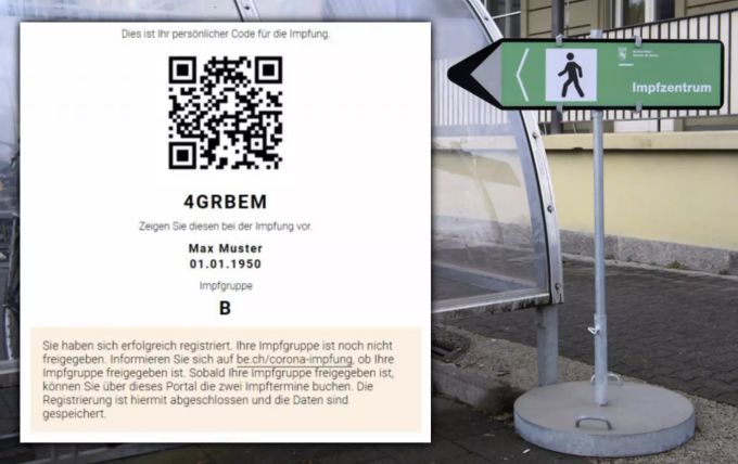 Hier geht es zur Impfung – sofern man sich registriert hat, einen QR-Code erhalten hat und dann regelmässig überprüft, ob man einen Termin buchen kann. Registrierung Impfung QR-Code