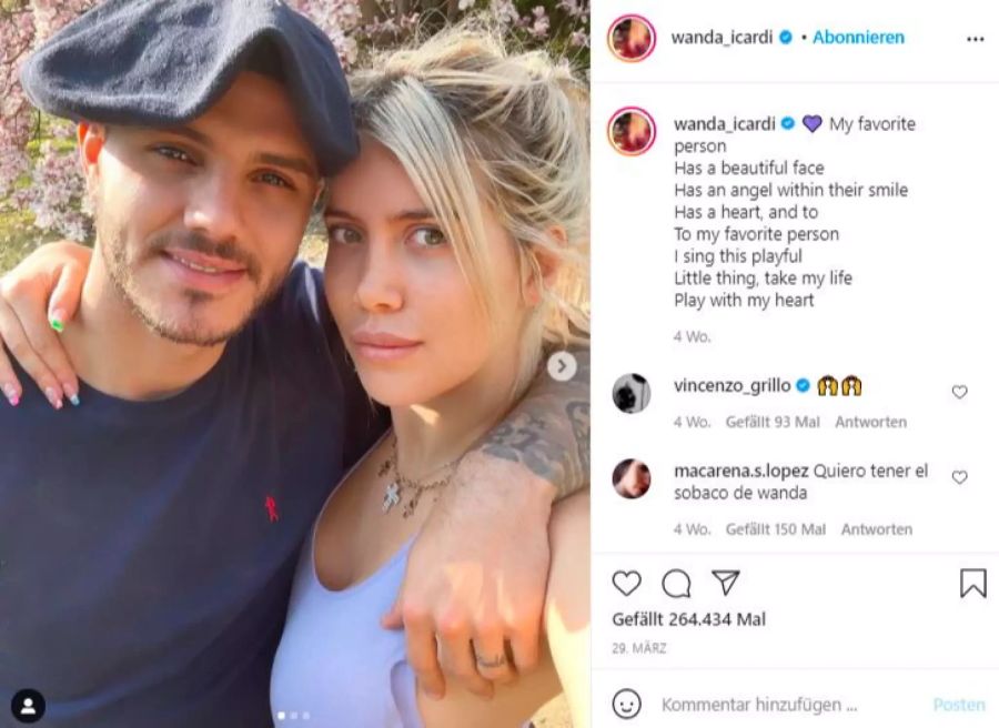 Wanda Icardi ist mit dem PSG-Star Mauro Icardo verheiratet.