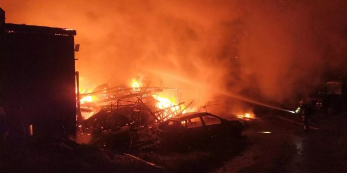 Die Scheune wurde durch das Feuer komplett zerstört. Brand