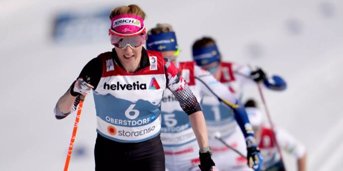 Terese Stadlober in Aktion während des Langlauf-Bewerbs der Frauen, 30 km klassisch, im Rahmen der Nordischen Weltmeisterschaften in Oberstdorf. Teresa Stadlober