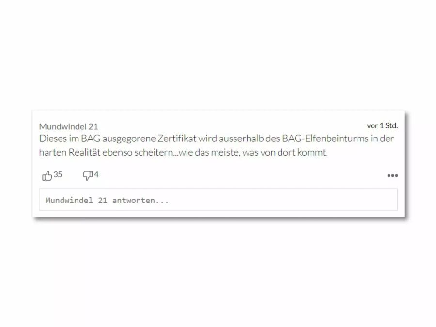Dieser Leser denkt, das Zertifikat sei zum Scheitern verurteilt.