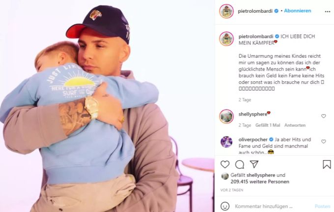 Pietro Lombardi zeigt sich mit seinem Sohn auf Instagram. pietro lombardi