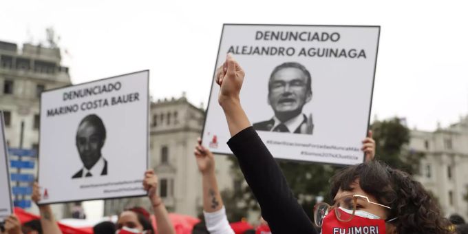 Demonstration in Peru vor den Wahlen. Great march against the candidacy of Keiko Fujimori in Peru