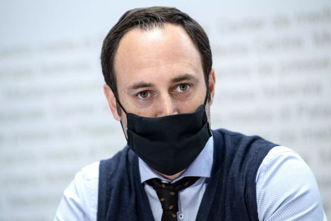 FDP-Nationalrat Christian Wasserfallen anlässlich einer Medienkonferenz am 8. April 2021, in Bern. Christian Wasserfallen FDP