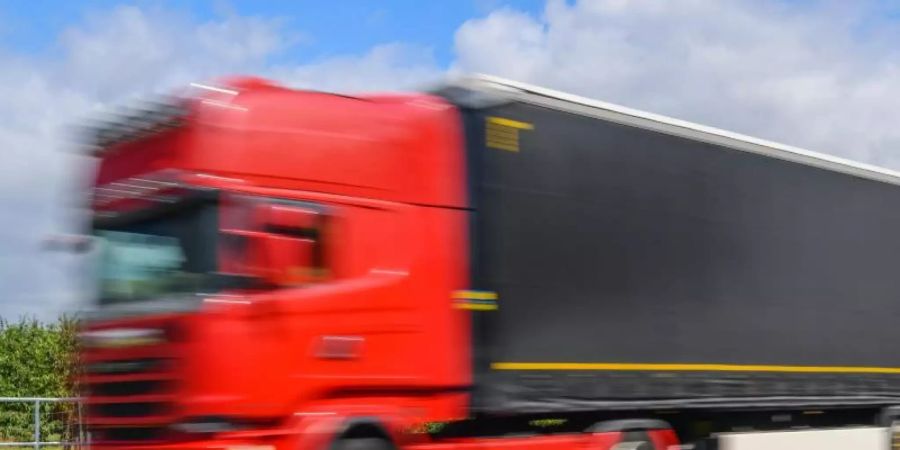Ein LKW fährt auf der Bundesstrasse 87 zwischen Frankfurt (Oder) und Müllrose. Foto: Patrick Pleul/zb/dpa