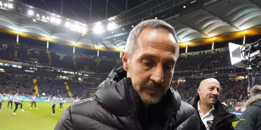 Mit Frankfurt auf Talfahrt: Eintracht-Coach Adi Hütter. Foto: Thomas Frey/dpa