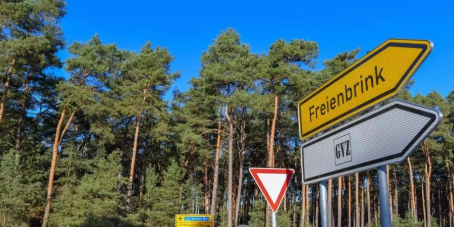 Das Gewerbegebiet Freienbrink in der Gemeinde Grünheide liegt östlich von Berlin. Foto: Patrick Pleul/dpa-Zentralbild/dpa