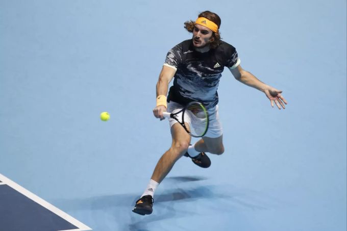 Stefanos Tsitsipas im Match gegen Rafael Nadal. Stefanos Tsitsipas