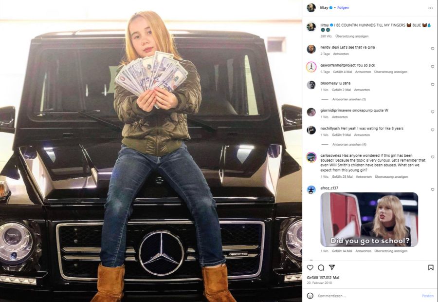 Bereits als damals 10-Jährige posierte Tay mit Geldscheinen in der Hand.