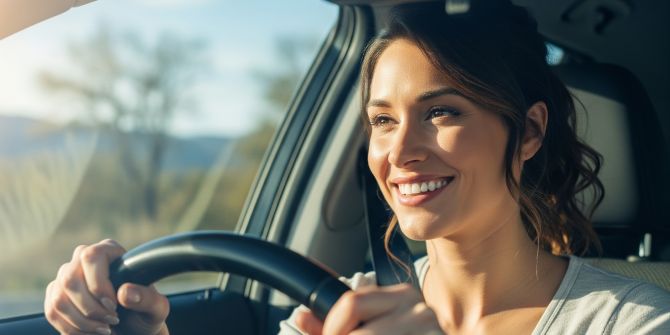 Autofahrerin glücklich