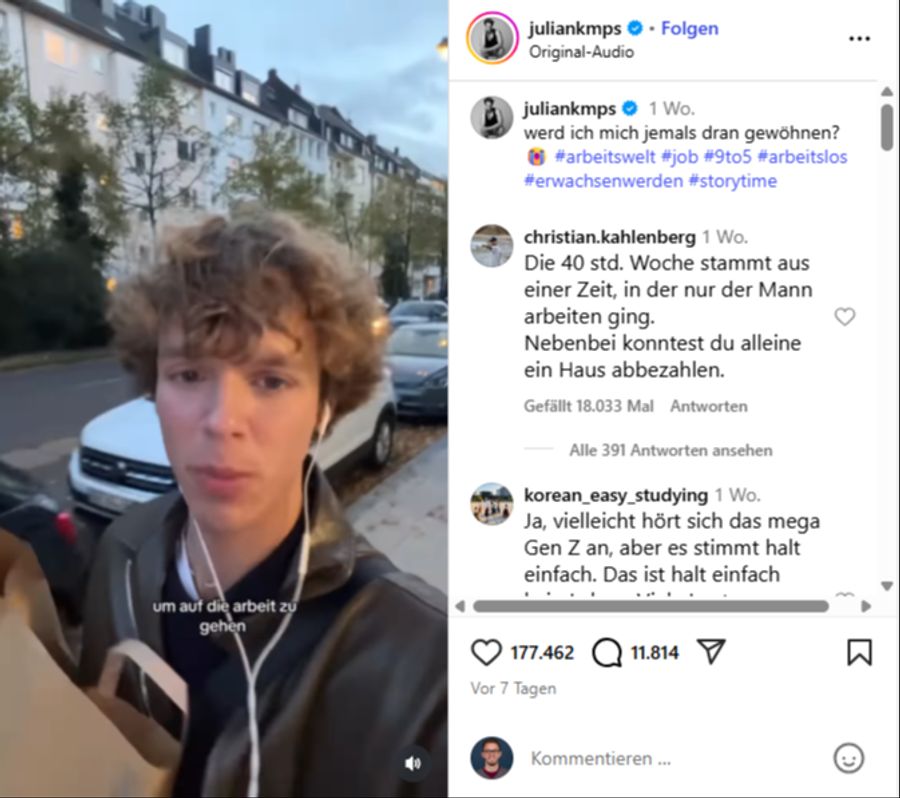 Model und Influencer Julian Kamps geht mit seinem Klagen über den 9-to-5-Job viral. Er klagt, dass er nur 3,5 Stunden für sich habe.