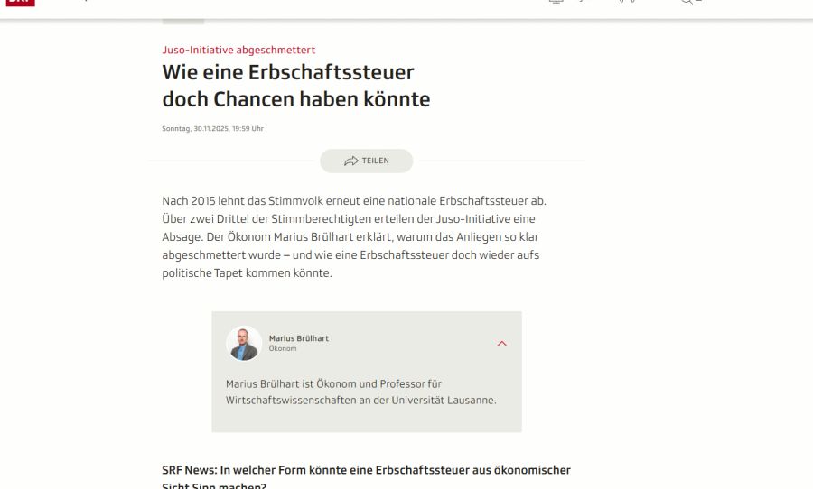 Schon am Nachmittag des Abstimmungssonntags habe das SRF in einem Online-Beitrag «gequengelt, wie eine Erbschaftssteuer doch Chancen haben könnte», behauptet der Schweizerische Gewerbeverband.