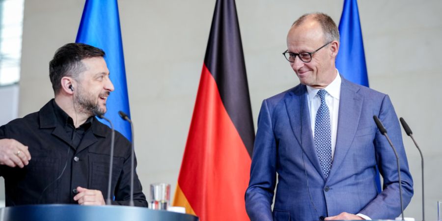 Wolodymyr Selenskyj und Friedrich Merz in Berlin. Foto: Kay Nietfeld/dpa