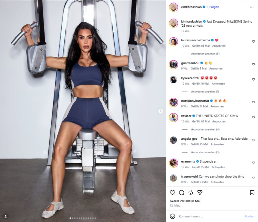 Sie betreibt regelmässig Krafttraining und nimmt Nahrungsergänzungsmittel.