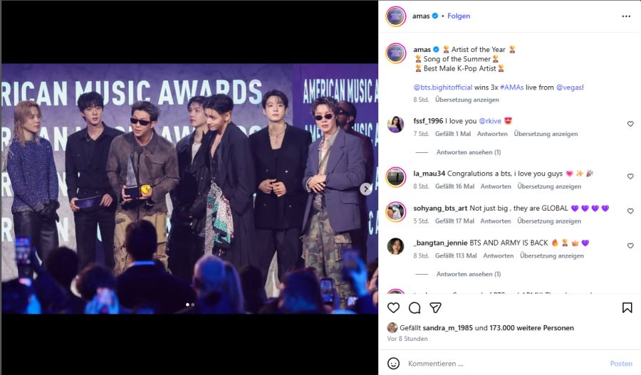 bts american music awards